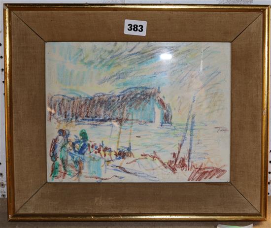 Meret Oppenheim, crayon, abstract landscape